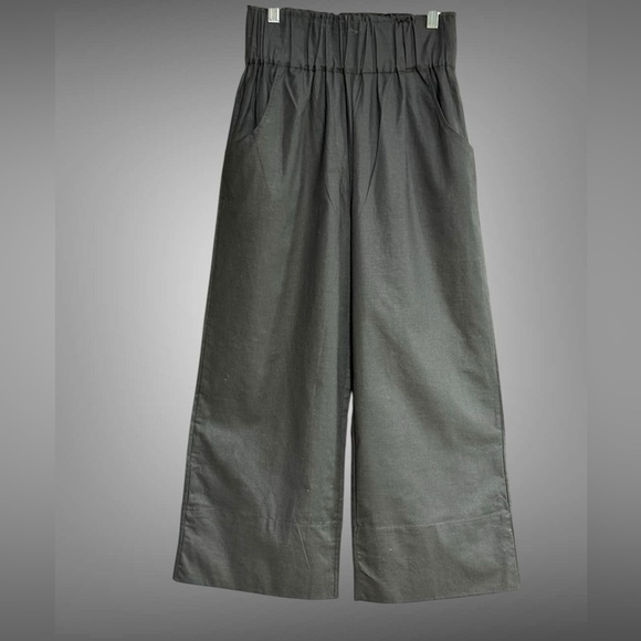 Kourt Pants - Kourt Flax Linen Crop Summer Pants Black Size Medium Wide Leg Crishelle